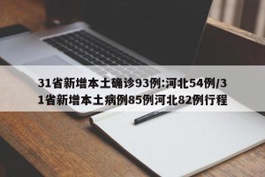 31省新增本土确诊93例:河北54例/31省新增本土病例85例河北82例行程
